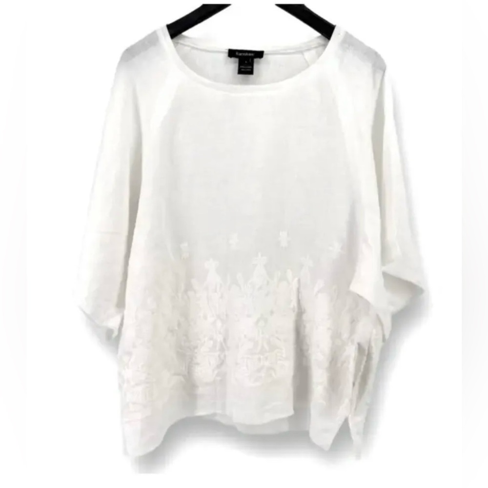 Karen Kane White Embroidered Top